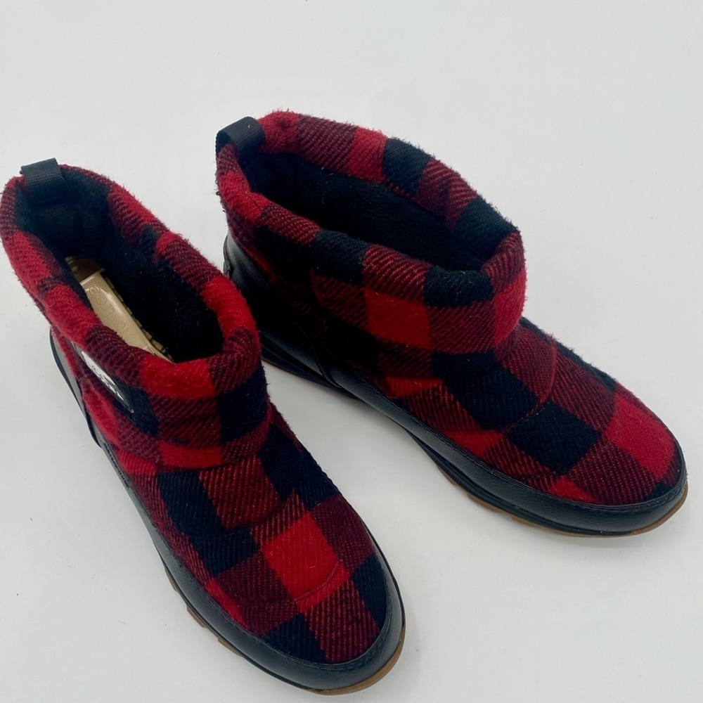 Sorel Red Black Buffalo Plaid Whitney Camp Boots size 7 - Picture 2 of 8